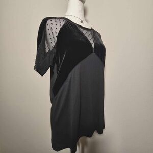Maje Polka Dot Mesh And Velvet Witchy Whimsigoth Romantic Twee Shortsleeve Top M